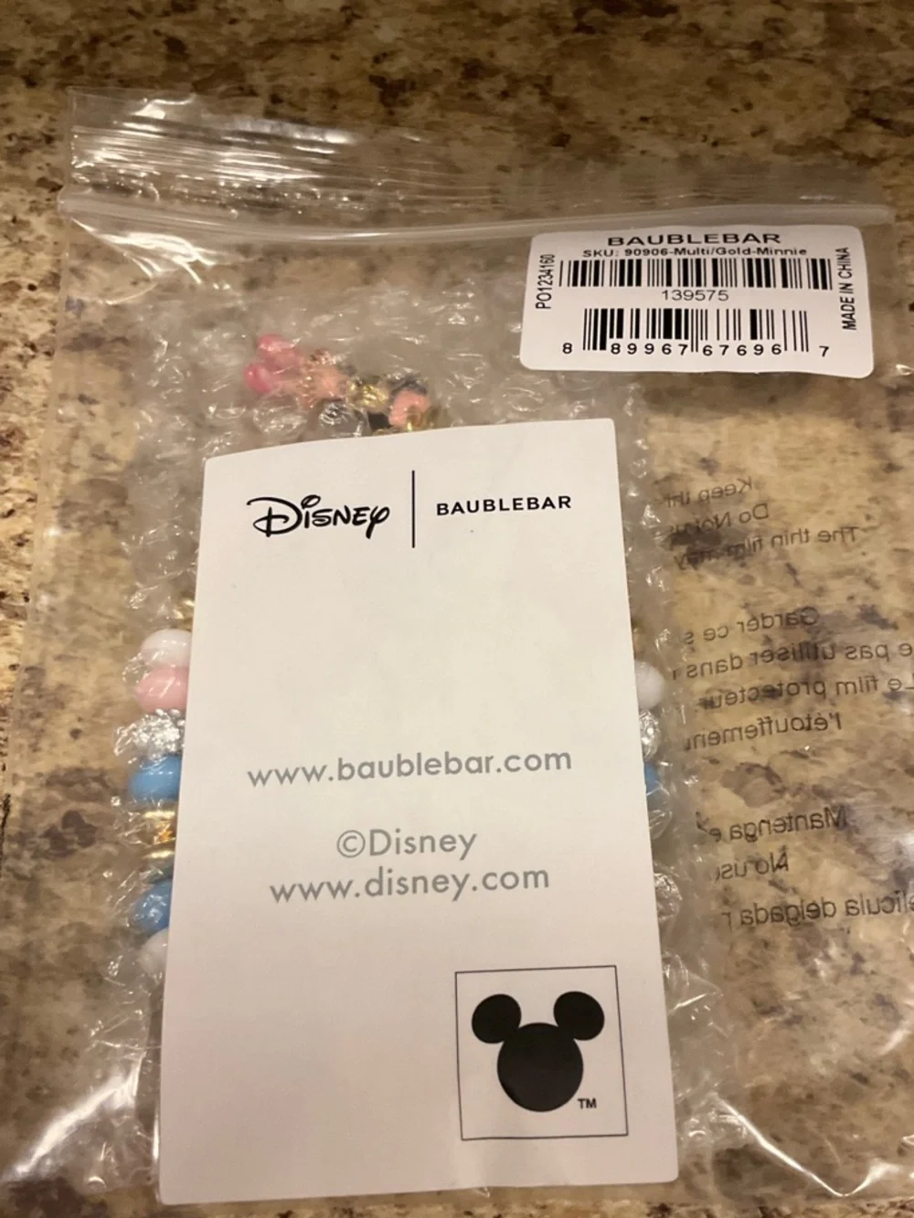 BaubleBar Pastel Blue Pink White Beaded Disney Nutcracker Charm Bracelet